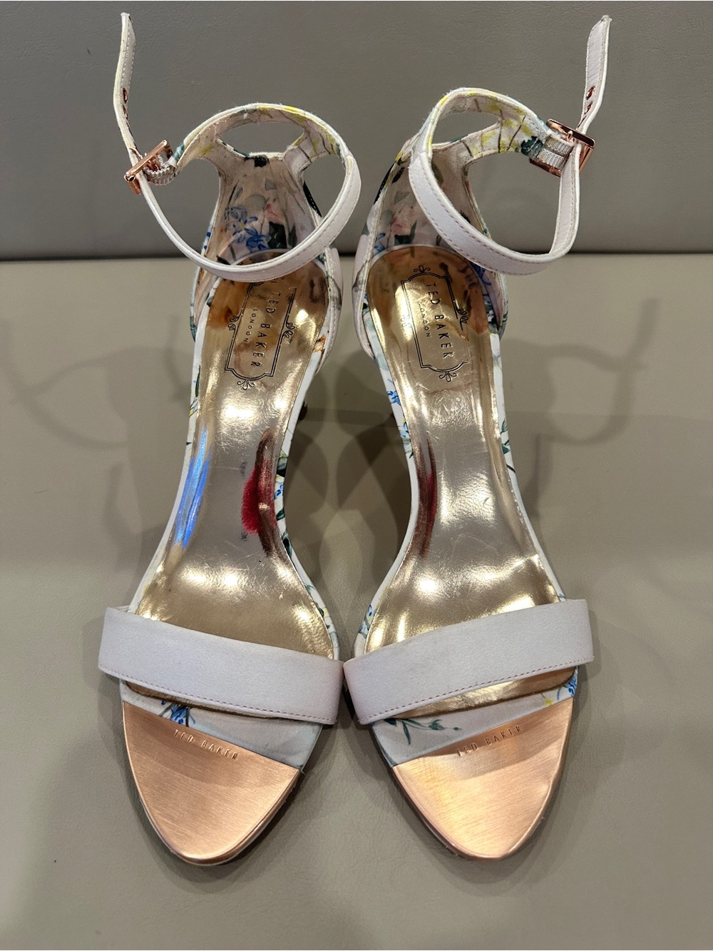 Ted Baker Floral Ankle-Strap Heels in Pink and Blue - Picture 6 of 10